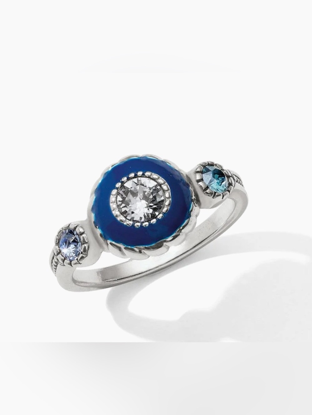🩵BRIGHTON ECLIPSE HALO TANZANITE PURPLE BLUE SWAROVSKI CRYST SLVR VG+ SZ 7 RING! - Picture 2 of 11